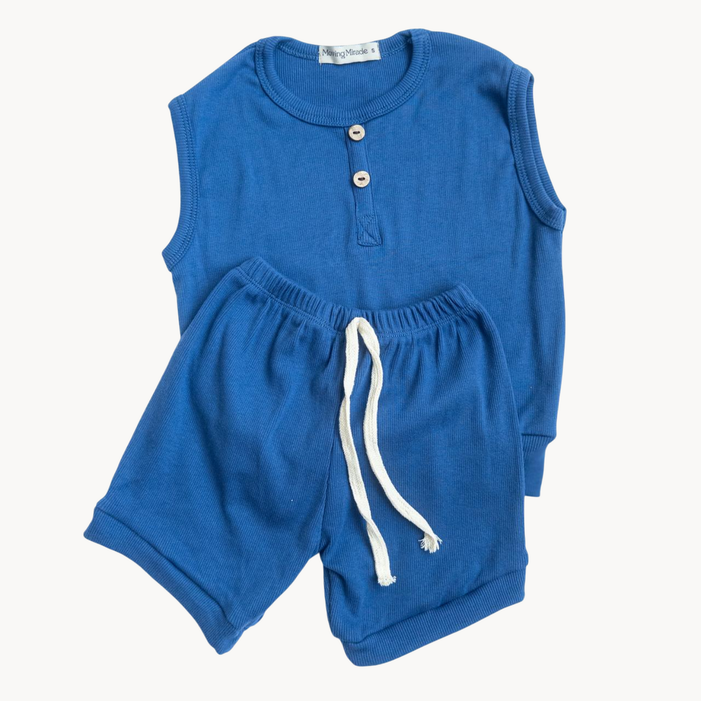 Buttoned Sando & Shorts (Royal Blue)