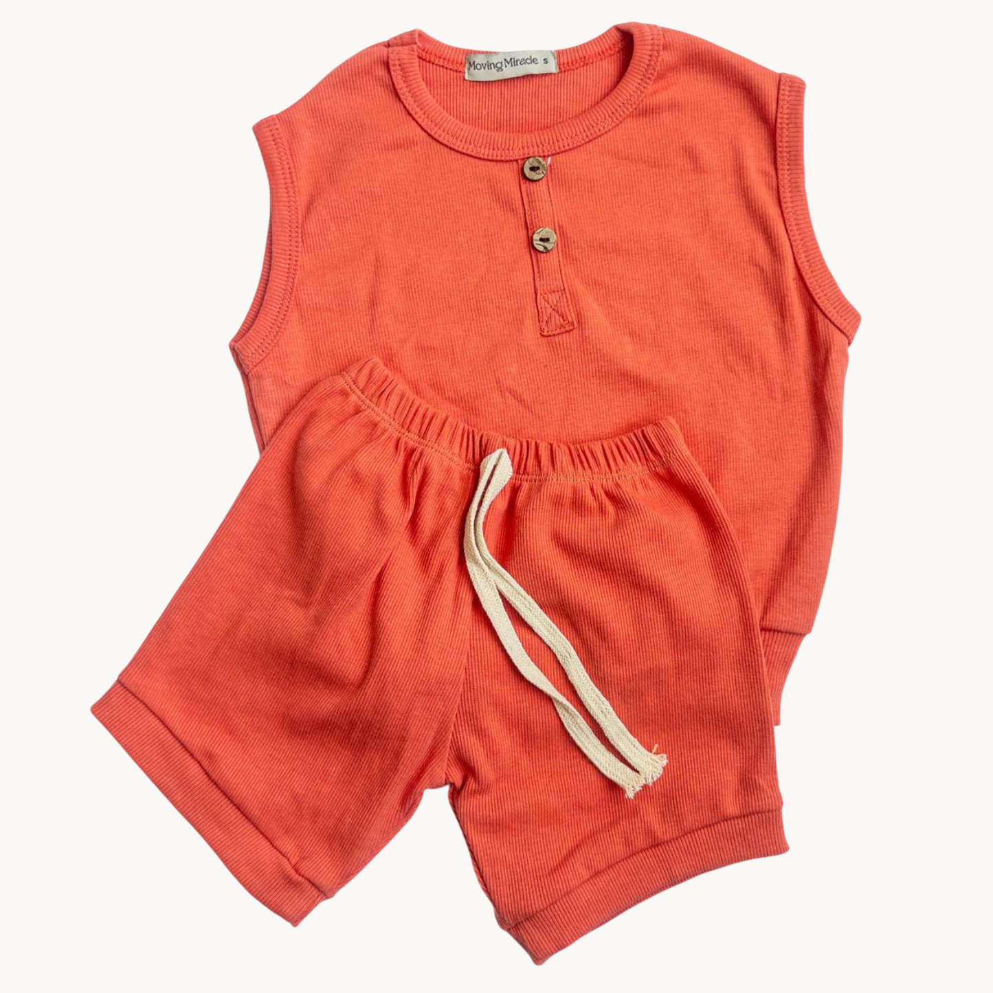 Buttoned Sando & Shorts (Pomelo)